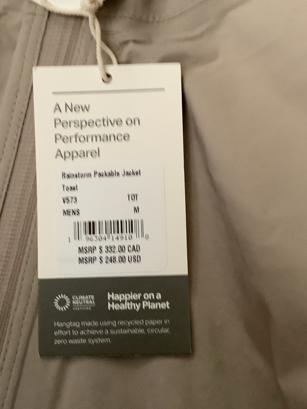 Vuori mens Hooded Raincoat in Light Taupe - Picture 11 of 12